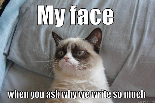 when you ask why we write - MY FACE WHEN YOU ASK WHY WE WRITE SO MUCH Grumpy Cat