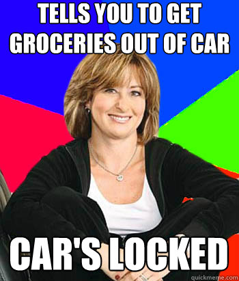 Tells you to get groceries out of car car's locked  Sheltering Suburban Mom