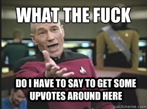 what the fuck do i have to say to get some upvotes around here  Annoyed Picard