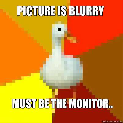 PICTURE IS BLURRY MUST BE THE MONITOR.. - PICTURE IS BLURRY MUST BE THE MONITOR..  Technologically Impaired Duck