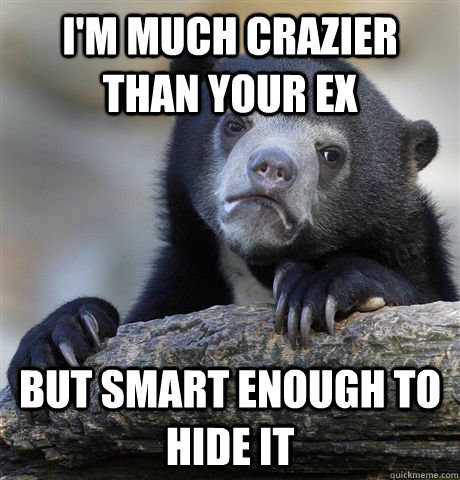 I'm much crazier than your ex But smart enough to hide it  Confession Bear