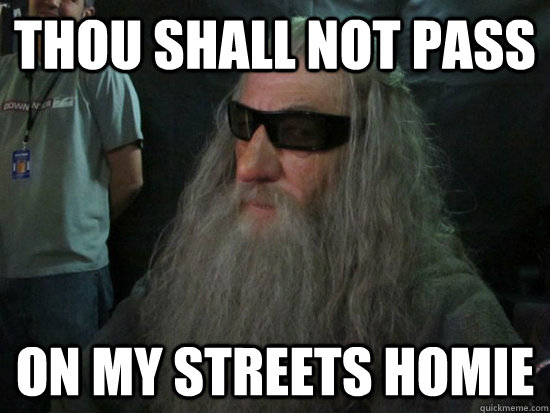 Thou Shall not pass on my streets homie  Gangster Gandalf