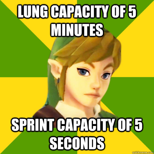 lung capacity of 5 minutes sprint capacity of 5 seconds  Deadpan Link