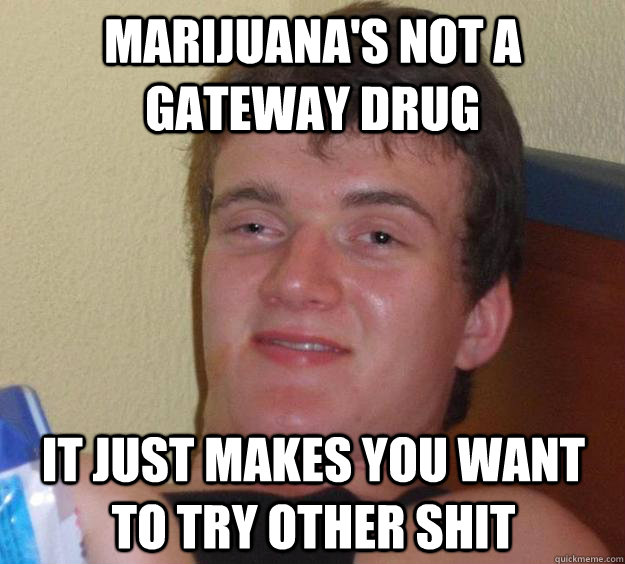 Marijuana's not a gateway drug It just makes you want to try other shit  10 Guy