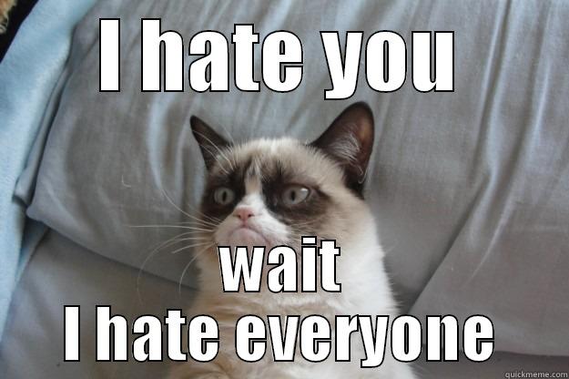 You're a retard  - I HATE YOU WAIT I HATE EVERYONE Grumpy Cat