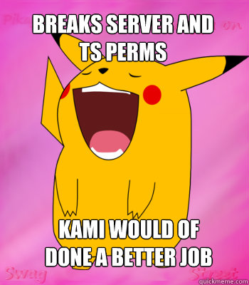 BREAKS SERVER AND 
TS PERMS KAMI WOULD OF 
DONE A BETTER JOB - BREAKS SERVER AND 
TS PERMS KAMI WOULD OF 
DONE A BETTER JOB  Misc