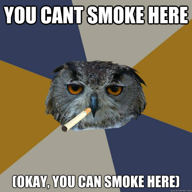 You cant smoke here (okay, you can smoke here) - You cant smoke here (okay, you can smoke here)  Art Student Owl