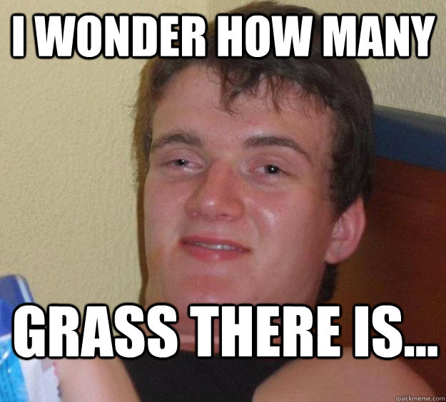 I wonder how many Grass there is...  10 Guy