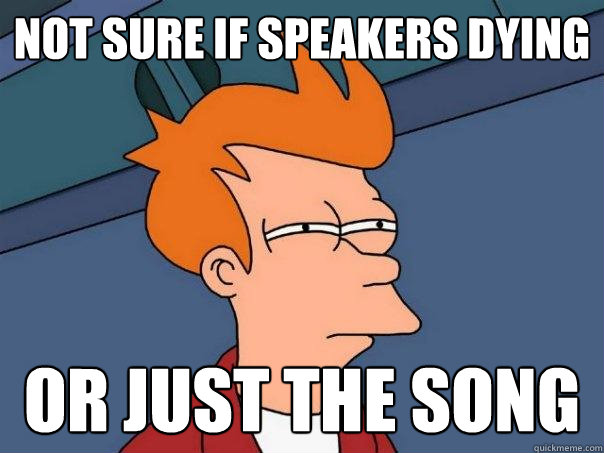 Not sure if speakers dying or just the song  Futurama Fry