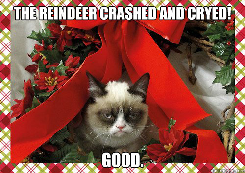 The reindeer crashed and cryed! Good.   A Grumpy Cat Christmas