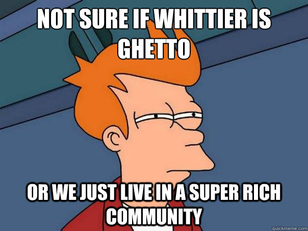 Not sure if Whittier is ghetto Or we just live in a super rich community  Futurama Fry