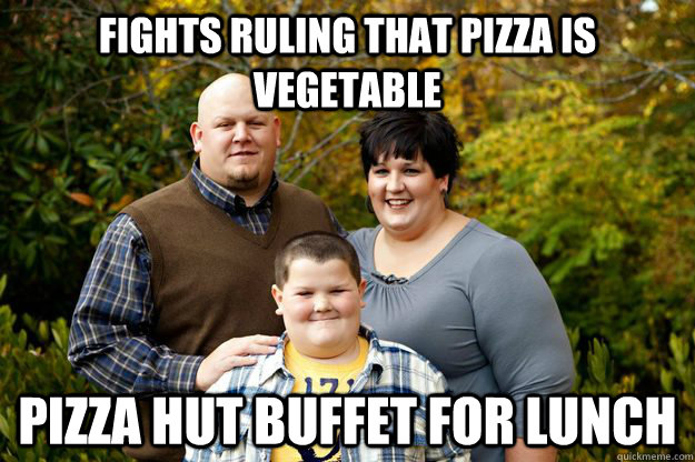 Fights ruling that pizza is vegetable Pizza hut buffet for lunch  Happy American Family