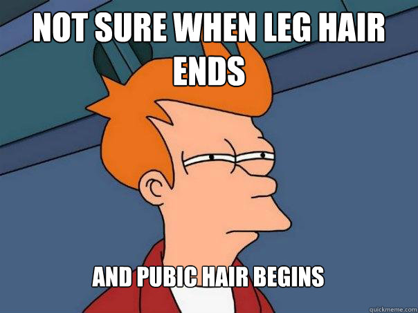 Not sure when leg hair ends and pubic hair begins - Not sure when leg hair ends and pubic hair begins  Futurama Fry