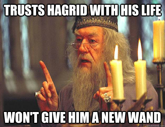 trusts hagrid with his life won't give him a new wand  Scumbag Dumbledore