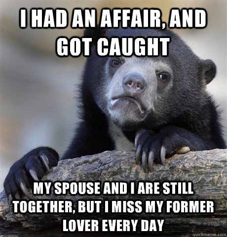 I had an affair, and got caught my spouse and I are still together, but I miss my former lover every day  Confession Bear