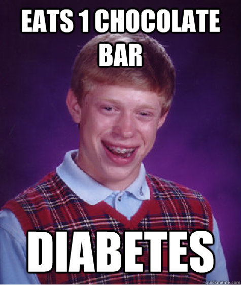 Eats 1 Chocolate bar Diabetes   Bad Luck Brian