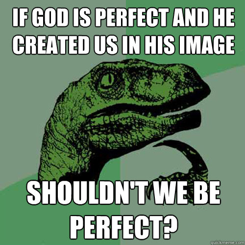 If god is perfect and he created us in his image shouldn't we be perfect?  Philosoraptor