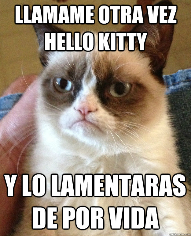 llamame otra vez hello kitty y lo lamentaras de por vida  Grumpy Cat