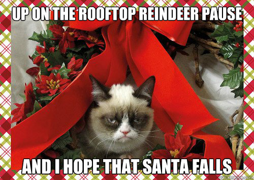 Up on the rooftop Reindeer pause  And I hope that Santa falls  - Up on the rooftop Reindeer pause  And I hope that Santa falls   A Grumpy Cat Christmas