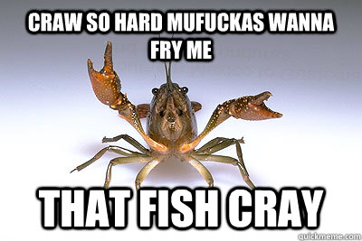 Craw so hard Mufuckas wanna fry me That fish cray  That shit crayfish