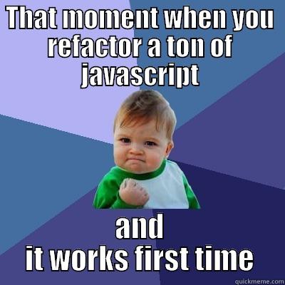 THAT MOMENT WHEN YOU REFACTOR A TON OF JAVASCRIPT AND IT WORKS FIRST TIME Success Kid