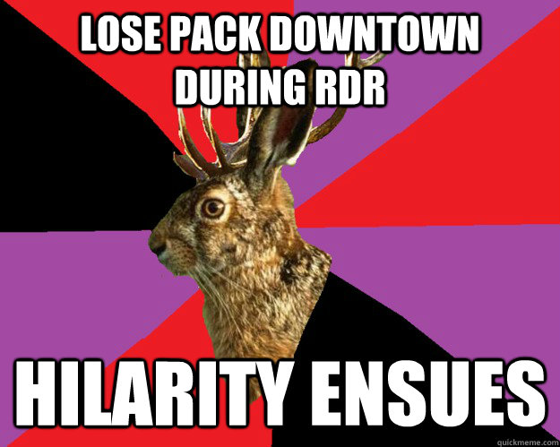 lose pack downtown during rdr hilarity ensues  Hash House Harriers