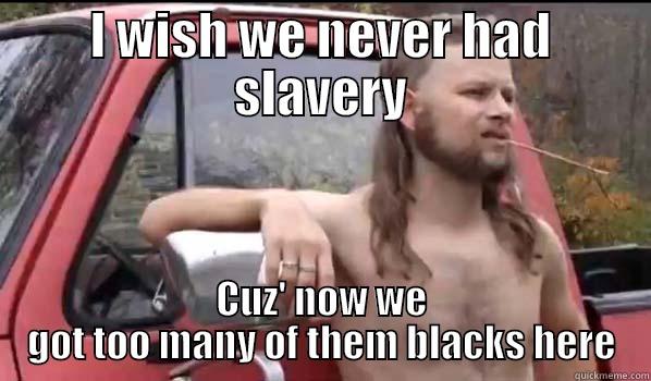 I WISH WE NEVER HAD SLAVERY CUZ' NOW WE GOT TOO MANY OF THEM BLACKS HERE Almost Politically Correct Redneck