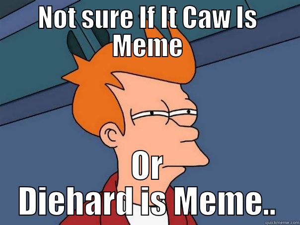 NOT SURE IF IT CAW IS MEME OR DIEHARD IS MEME.. Futurama Fry