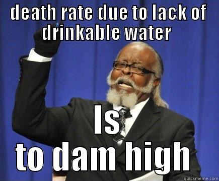 DEATH RATE DUE TO LACK OF DRINKABLE WATER  IS TO DAM HIGH  Too Damn High