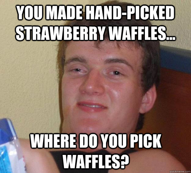 You made hand-picked strawberry waffles... Where do you pick waffles?  10 Guy