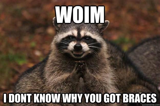 woim i dont know why you got braces - woim i dont know why you got braces  Evil Plotting Raccoon