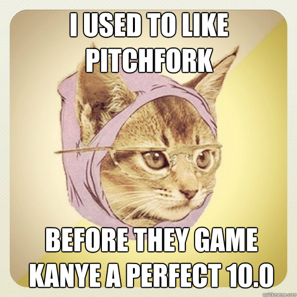 i used to like pitchfork before they game kanye a perfect 10.0 - i used to like pitchfork before they game kanye a perfect 10.0  Instagram hipster kitty