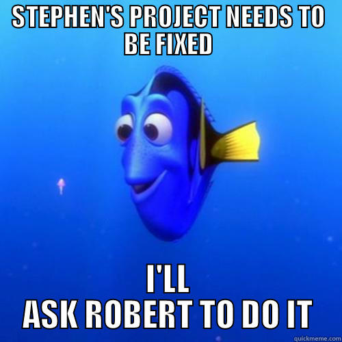 STEPHEN'S PROJECT NEEDS TO BE FIXED I'LL ASK ROBERT TO DO IT dory