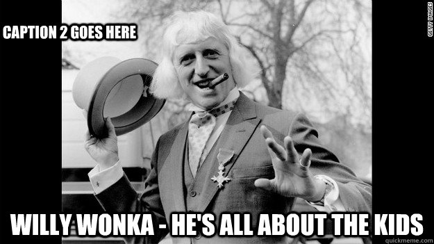 Willy Wonka - he's all about the kids Caption 2 goes here  Jimmy Savile