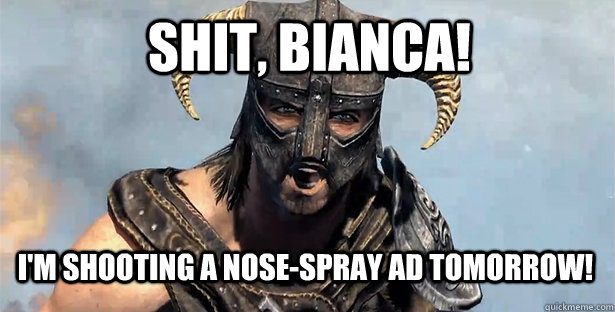 Shit, Bianca! I'm shooting a nose-spray ad tomorrow!  skyrim