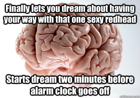 Finally lets you dream about having your way with that one sexy redhead Starts dream two minutes before alarm clock goes off   Scumbag Brain