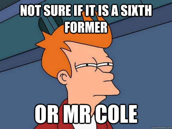 Not sure if it is a sixth former Or Mr Cole - Not sure if it is a sixth former Or Mr Cole  Futurama Fry