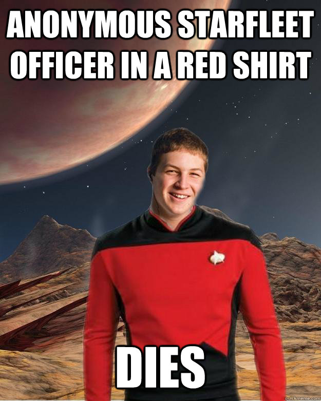 anonymous starfleet officer in a red shirt dies  Starfleet Academy Freshman