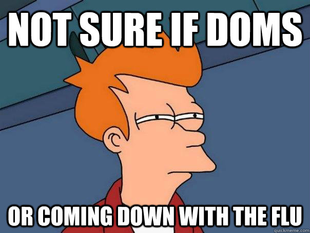 Not sure if DOMS Or coming down with the flu  Futurama Fry