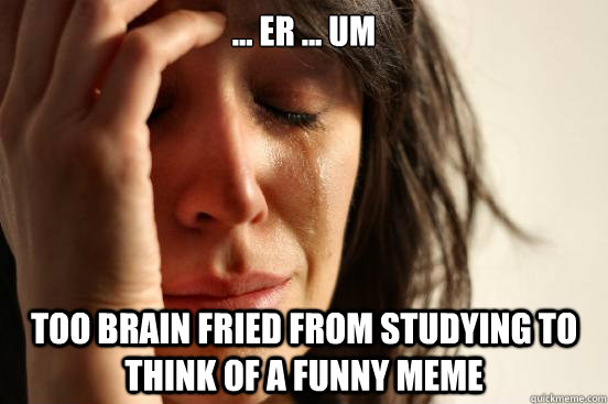 ... er ... um Too brain fried from studying to think of a funny meme  First World Problems