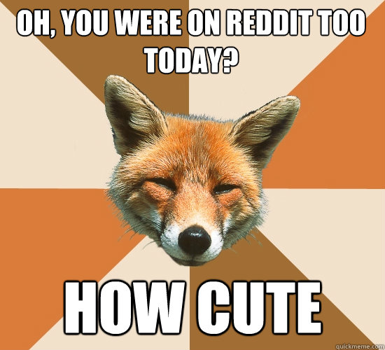 Oh, you were on reddit too today? how cute  Condescending Fox