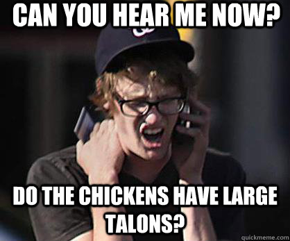 Can you hear me now? do the chickens have large talons?  Sad Hipster