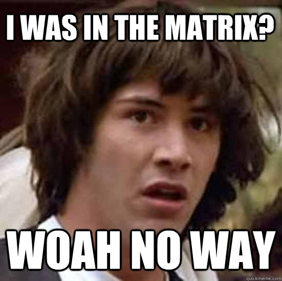 I was in the matrix? Woah no way  conspiracy keanu