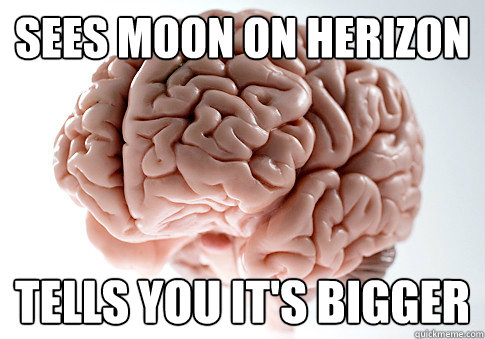 sees moon on herizon tells you it's bigger - sees moon on herizon tells you it's bigger  Scumbag Brain