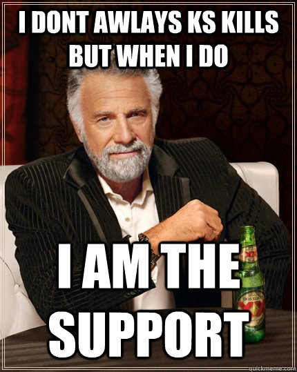 I dont awlays ks kills but when i do I am the support  The Most Interesting Man In The World