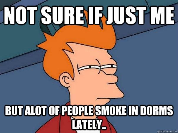 Not sure if just me But alot of people smoke in dorms lately..  Futurama Fry