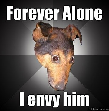 Forever Alone I envy him   Depression Dog