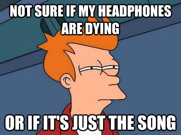 Not sure if my headphones are dying or if it's just the song  Futurama Fry