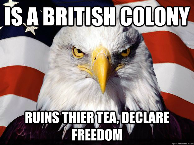 is a british colony ruins thier tea, declare freedom - is a british colony ruins thier tea, declare freedom  One-up America