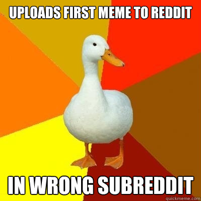 Uploads first meme to reddit In wrong subreddit  Tech Impaired Duck